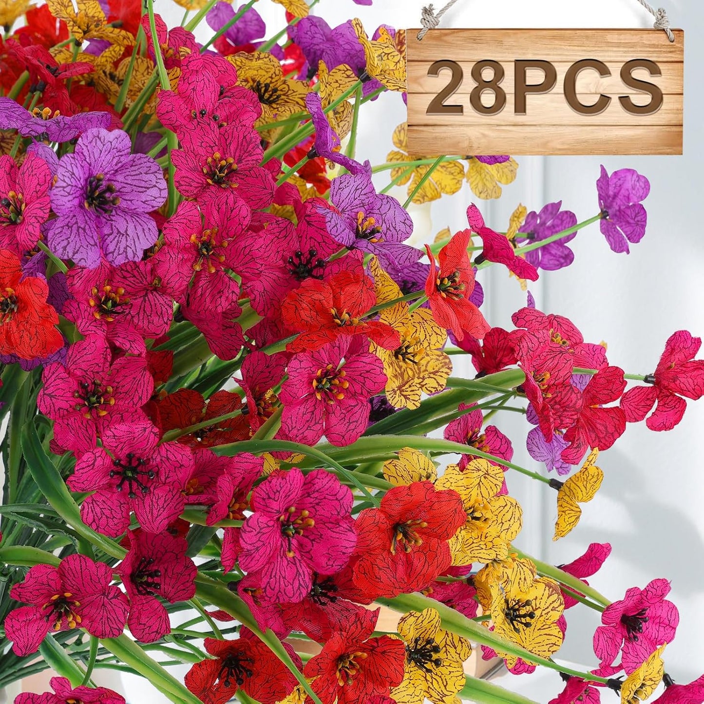 28 Bundles Silk Plants UV Resistant Porch Garden