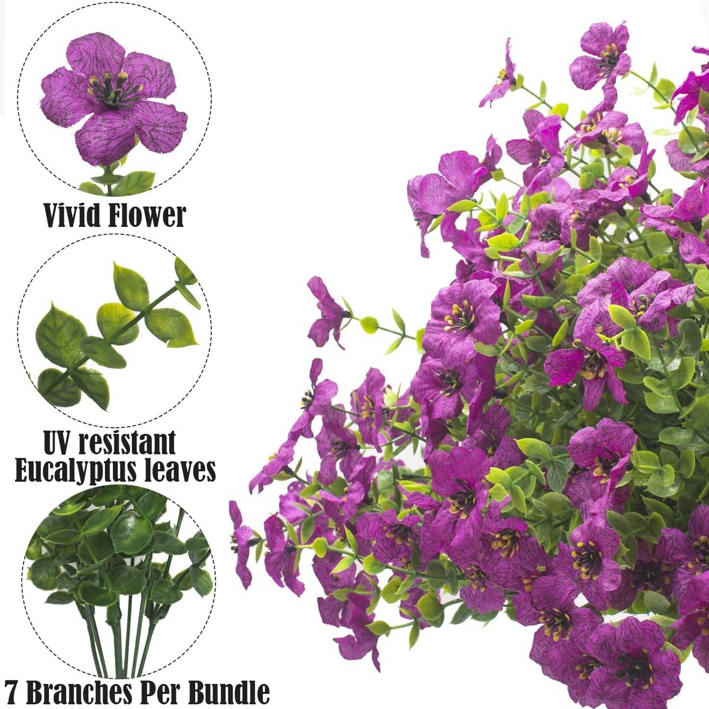 16 bundles Artificial Outdoor Flowers Resistant Silk UV
