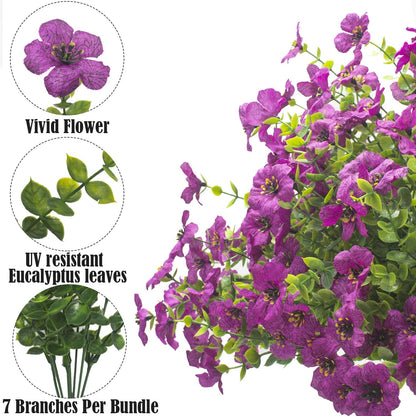 16 bundles Artificial Outdoor Flowers Resistant Silk UV