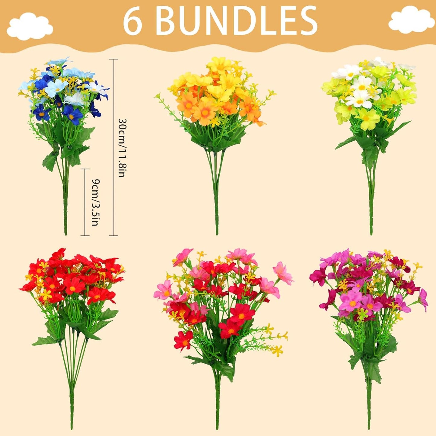 Fumwase Artificial Silk Flowers Decor Indoor Outdoor Holiday