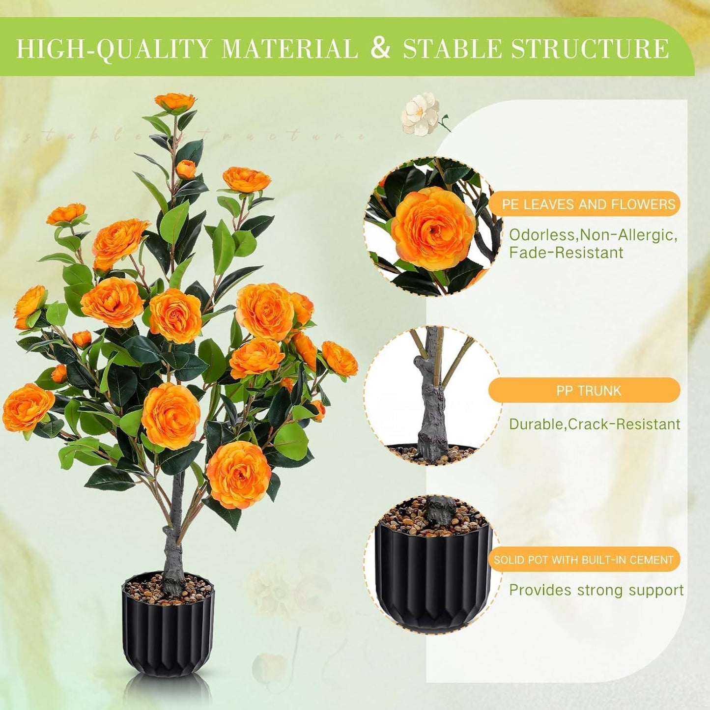 2 pack 36 inch Artificial Camellia Trees Plants