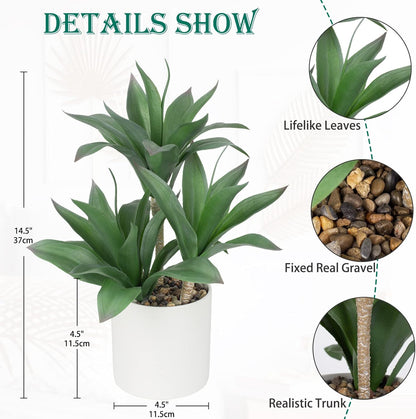15 inch Large Artificial Agave Plant Three Head