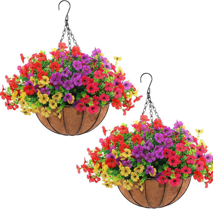 2 set Hananona Artificial Outdoor Flowers Hanging Decor