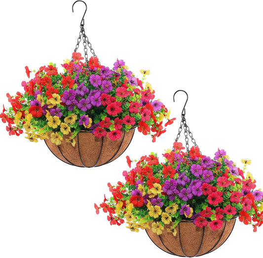 2 set Hananona Artificial Outdoor Flowers Hanging Decor