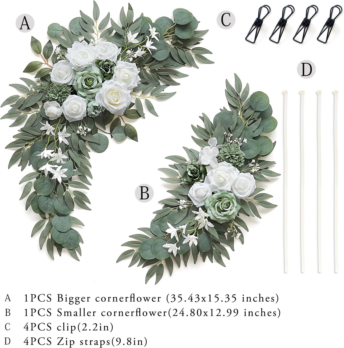 2 pack Olalaka Sage Green White Wedding Flower