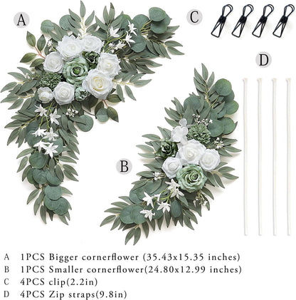 2 pack Olalaka Sage Green White Wedding Flower