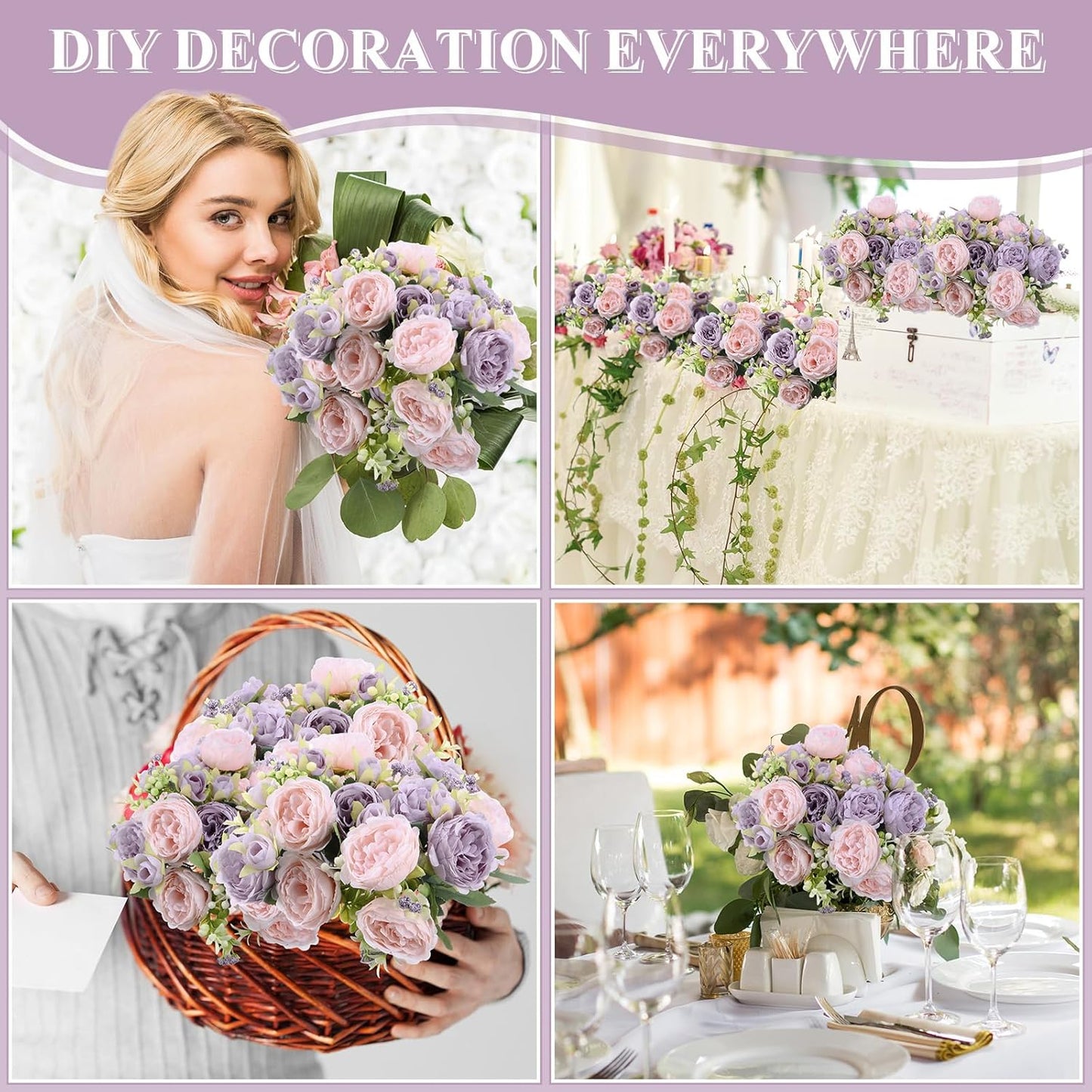 16 bundles Yuxung Artificial Peonies Silk Flower Home