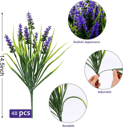 48 bundles Geegoods Artificial Plants Flowers Outdoor Home