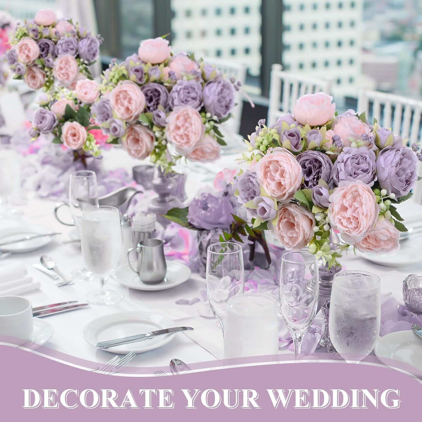 16 bundles Yuxung Artificial Peonies Silk Flower Home