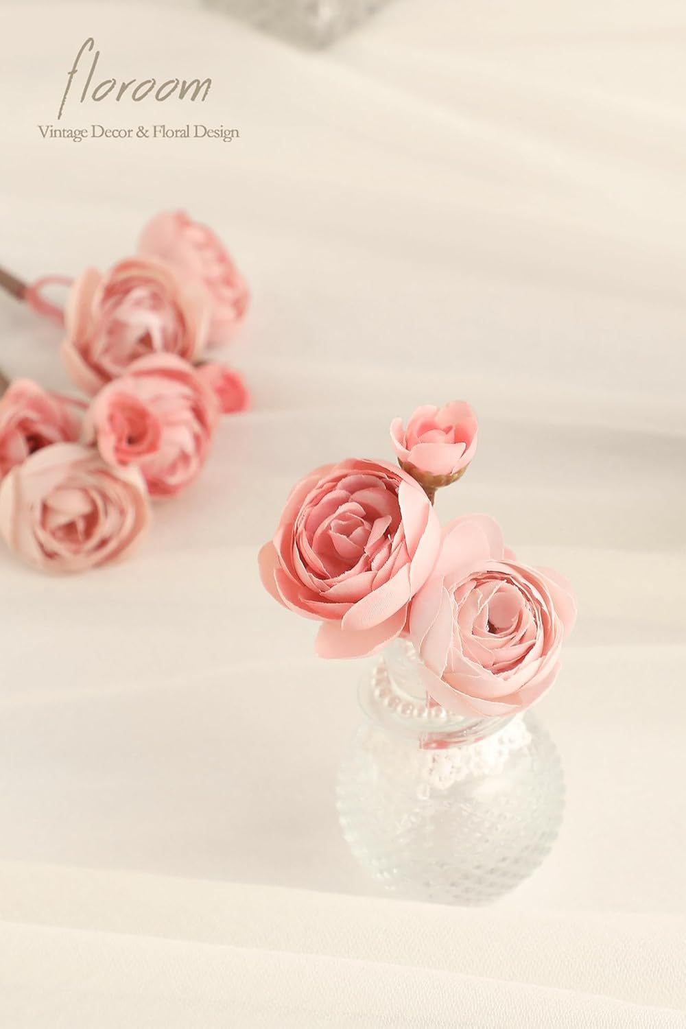 18 pcs Dusty Rose Artificial Ranunculus Silk Flowers