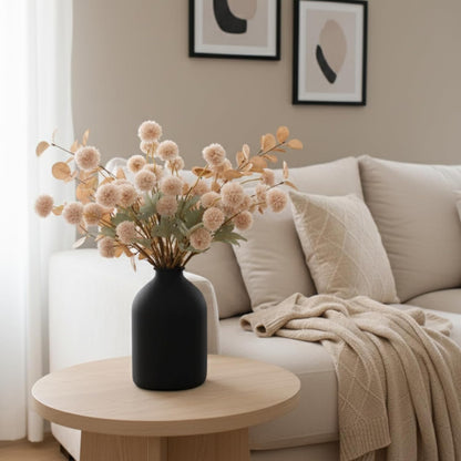 Beige Silk Mum Flowers Eucalyptus Stems Home Kitchen