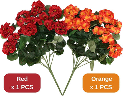 Artificial Geranium Flowers Silk Blooms Outdoor Decor Indoor