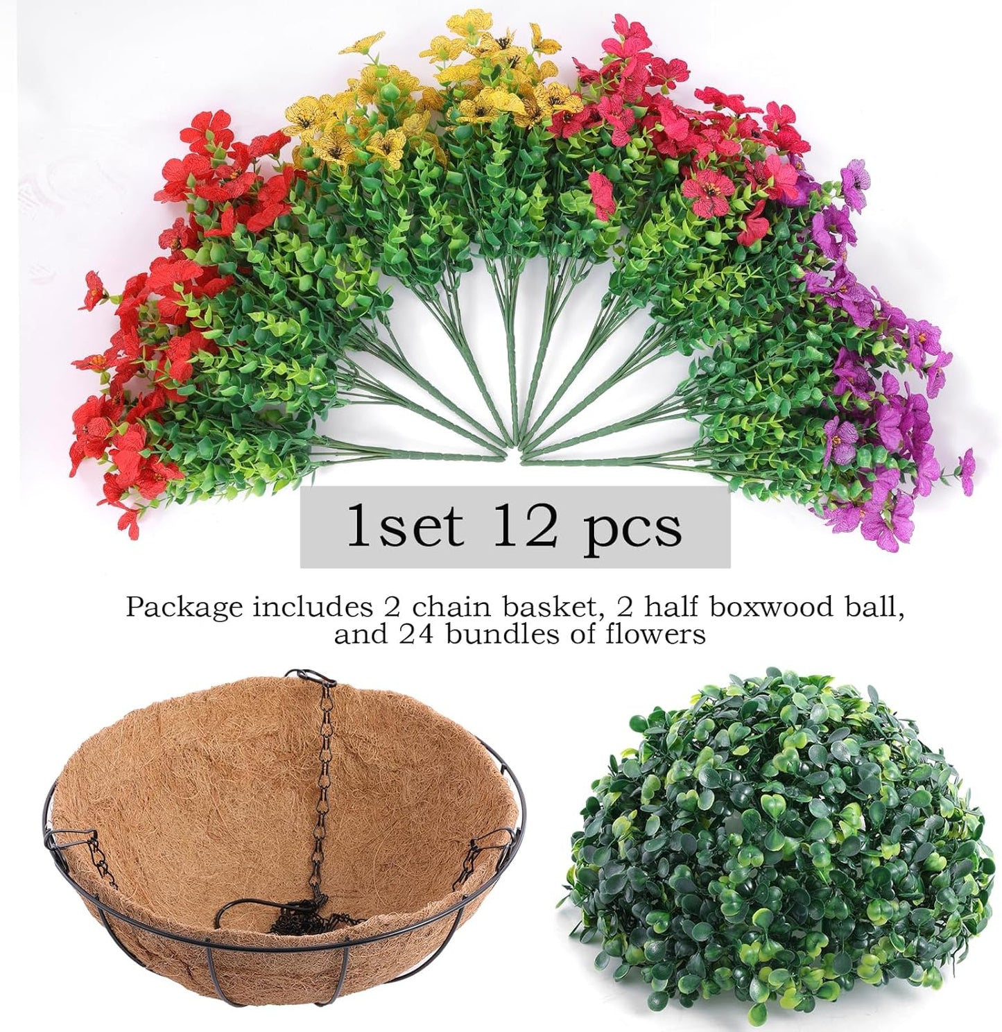 2 set Hananona Artificial Outdoor Flowers Hanging Decor