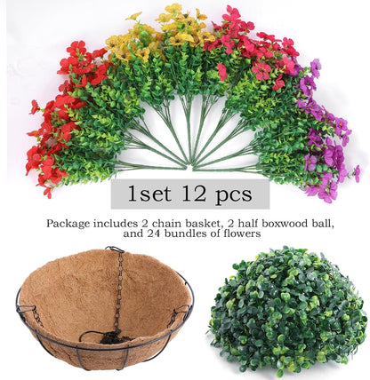 2 set Hananona Artificial Outdoor Flowers Hanging Decor