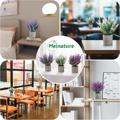 3 pack Artificial Lavender Plants Biodegradable Pots Home