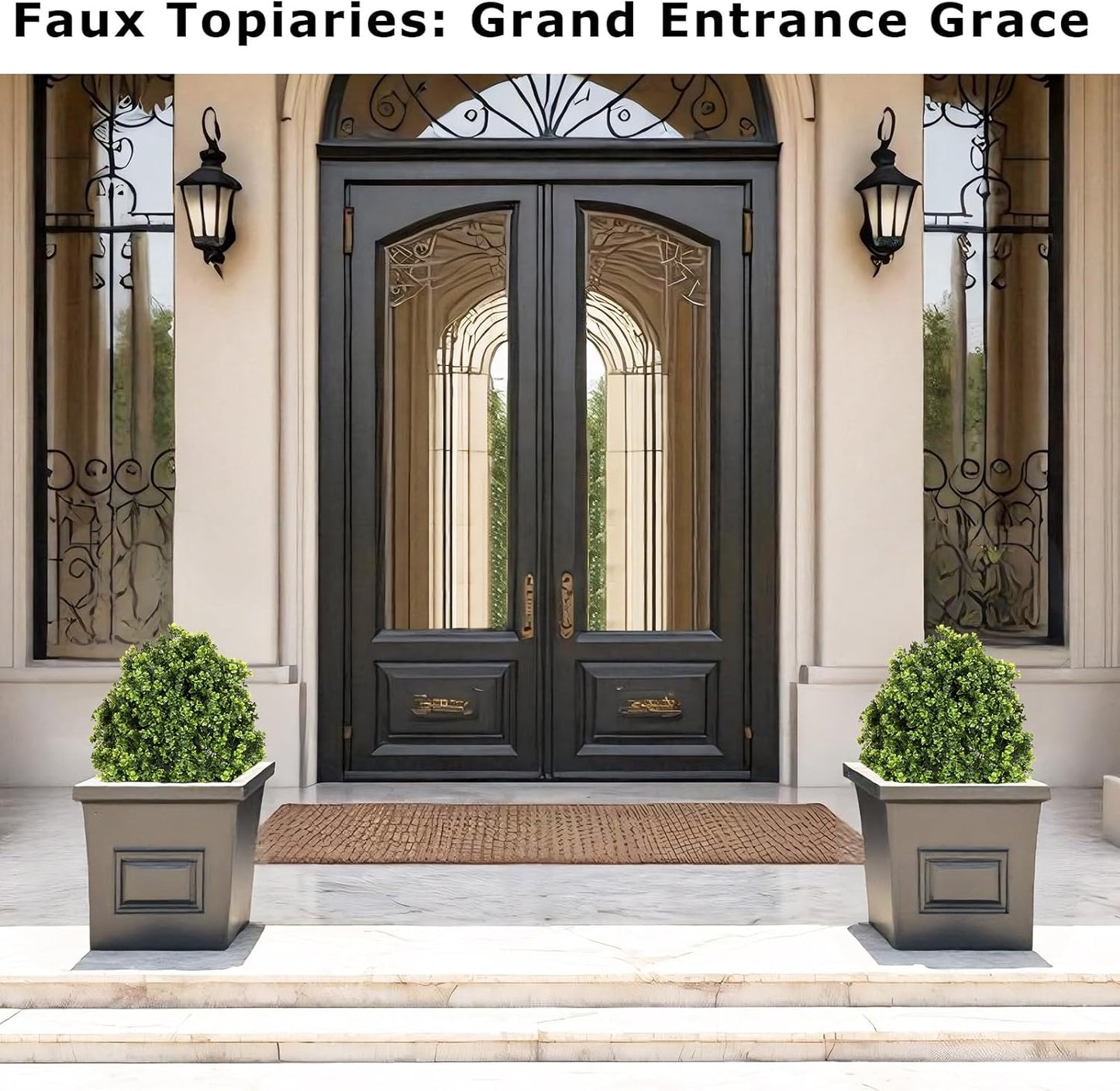 Artificial Boxwood Topiary Trees Set Topiaries Decor Indoor