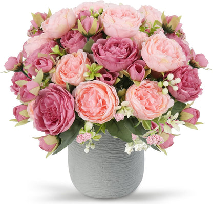 Artificial Peonies Silk Flowers Pink Peony Bouquet Decor