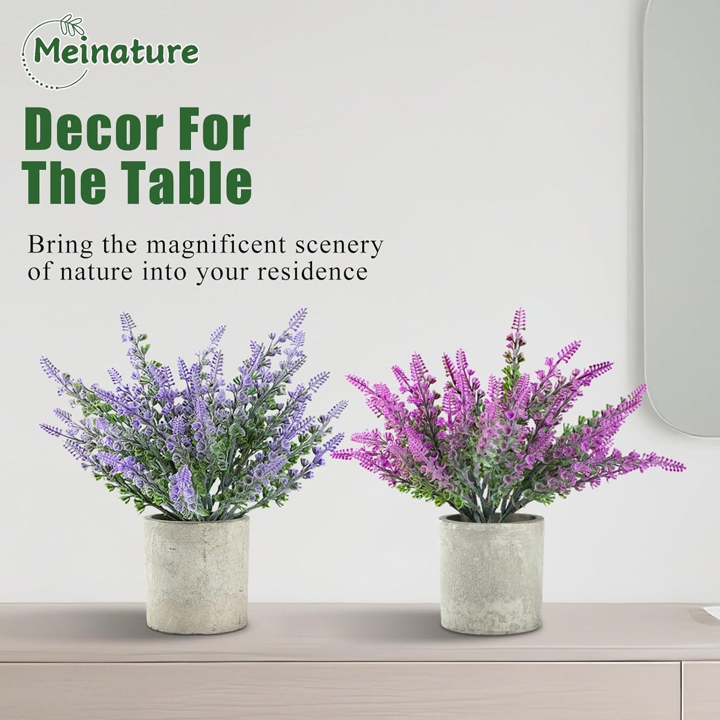 3 pack Artificial Lavender Plants Biodegradable Pots Home