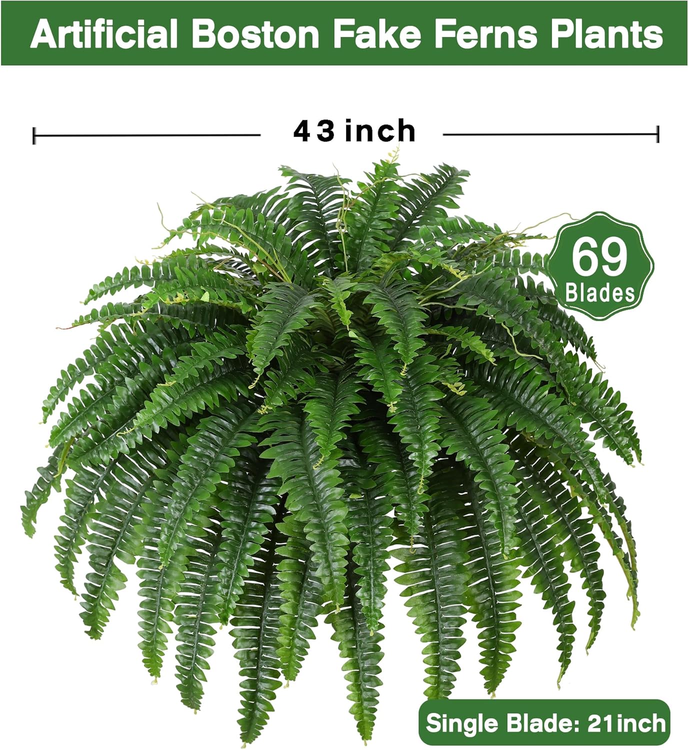 43 inch Large Artificial Boston Fern Bush Home