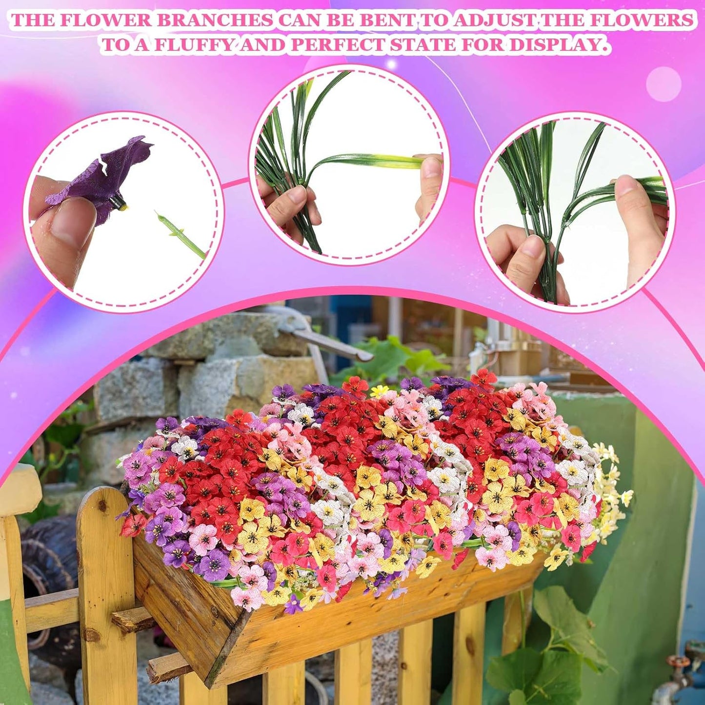 100 Bundles Lyrow Violet Silk Plants UV Porch