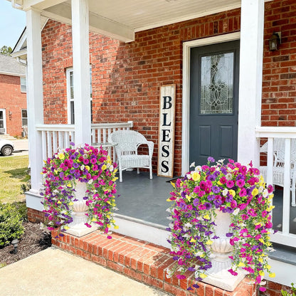 8 Pcs Artificial Hanging Petunias Flowers Decor Indoor Outdoor Holiday