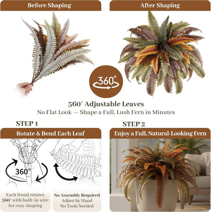 2 pack 45 inch Artificial Boston Ferns Rust