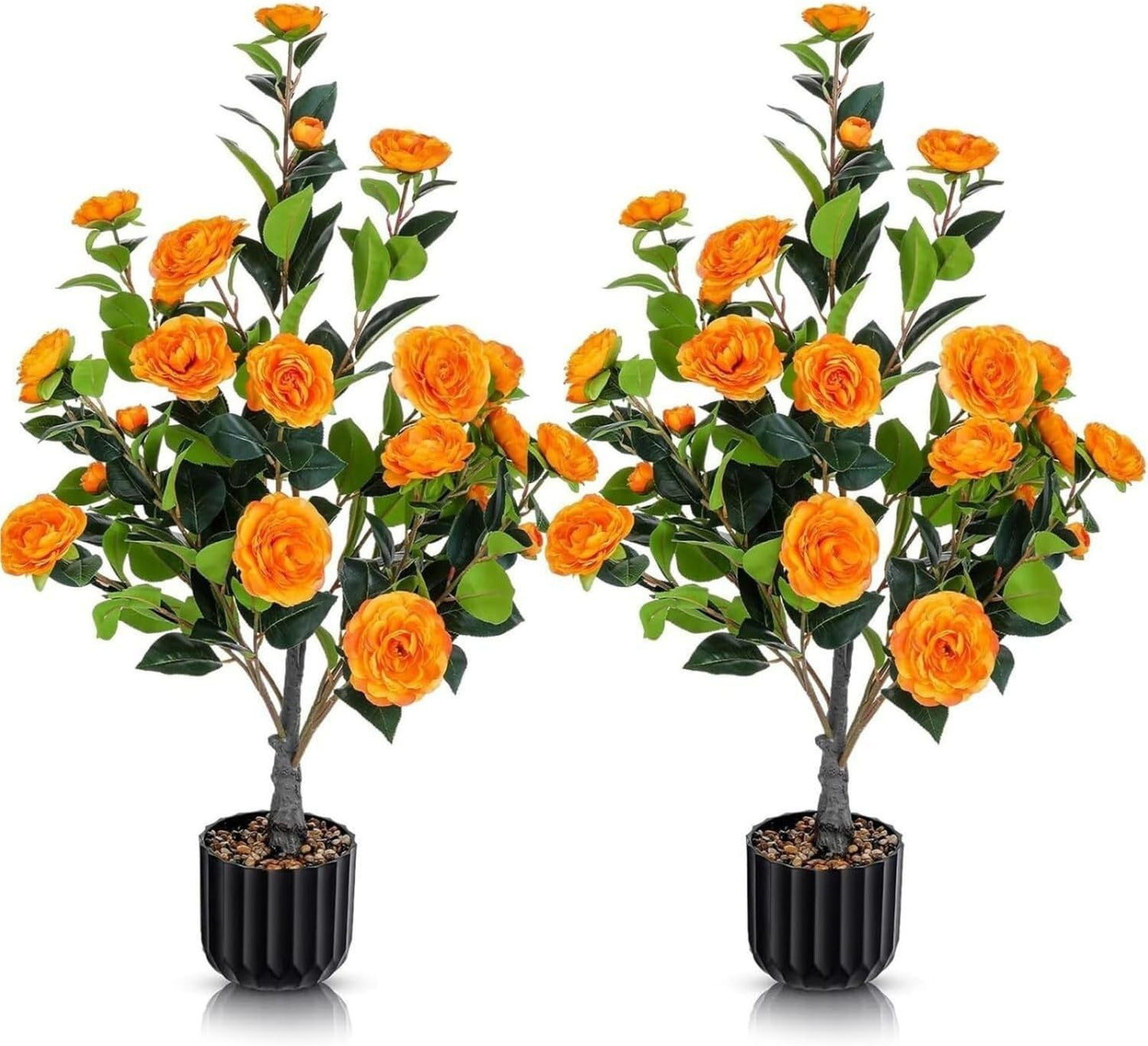 2 pack 36 inch Artificial Camellia Trees Plants