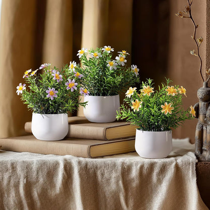 3 pack Small Artificial Potted Flowers Home Kitchen