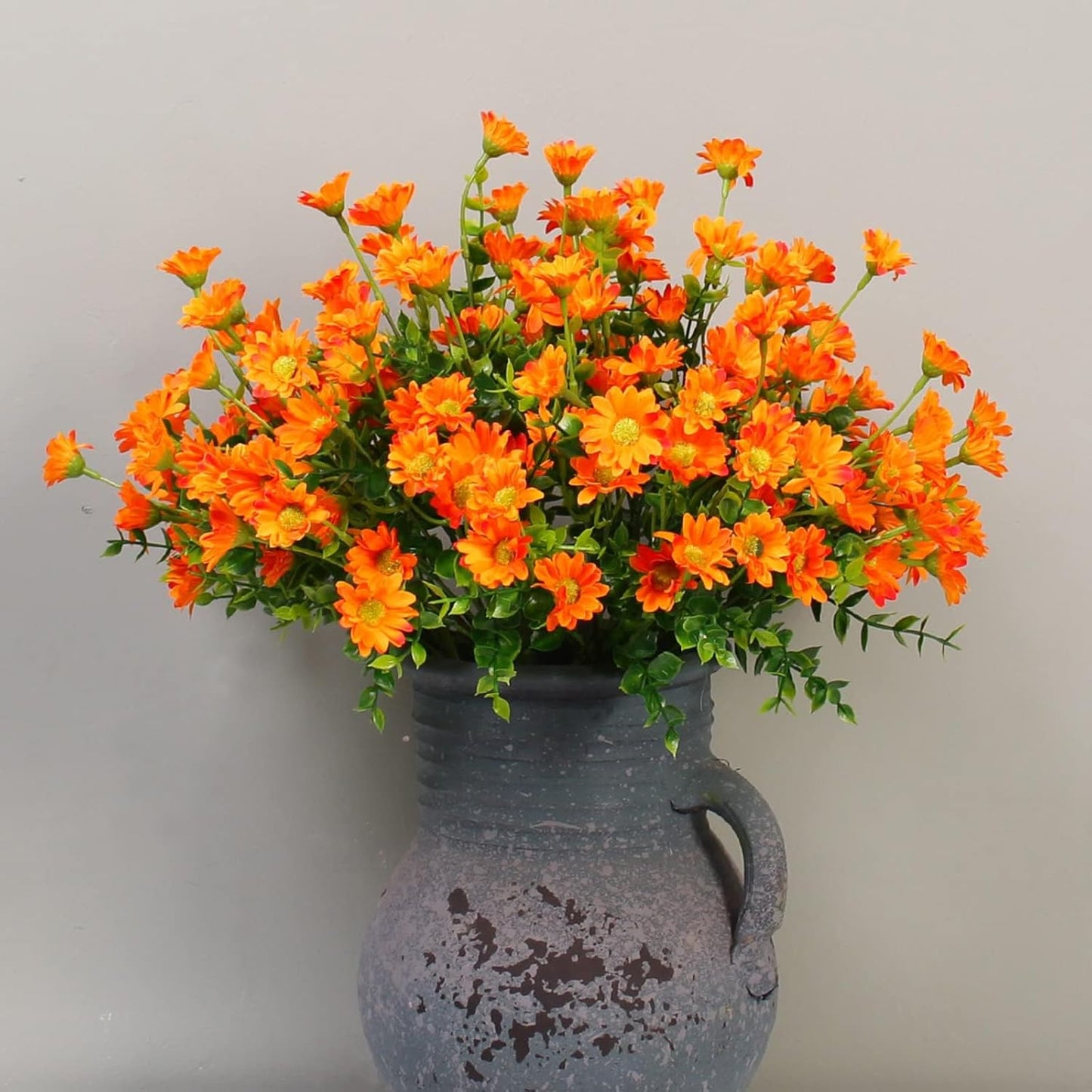 8 Bundles Orange Chrysanthemum UV Resistant Porch Garden