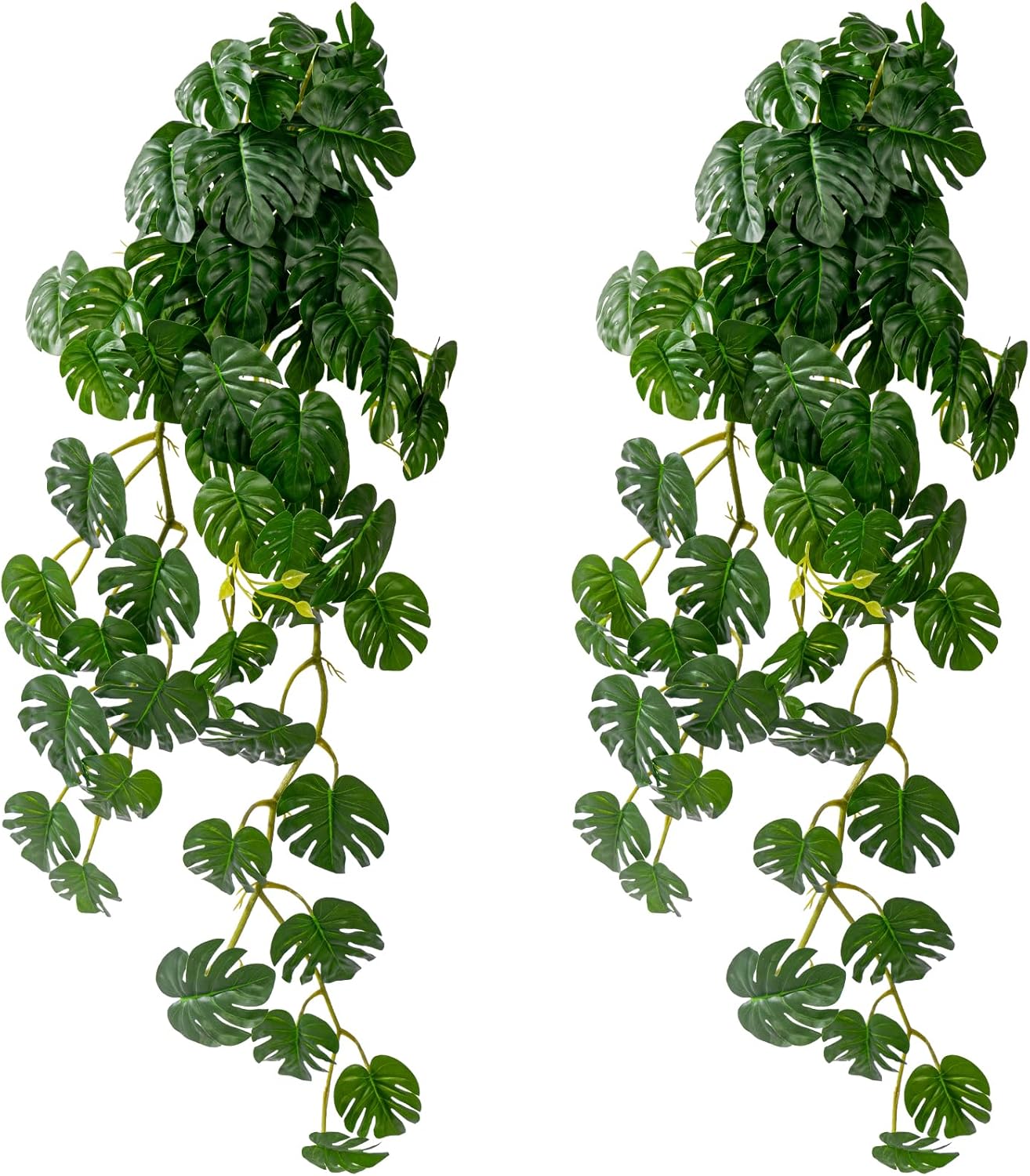 2 pack Artificial Hanging Monstera Plants Resistant UV