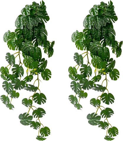 2 pack Artificial Hanging Monstera Plants Resistant UV