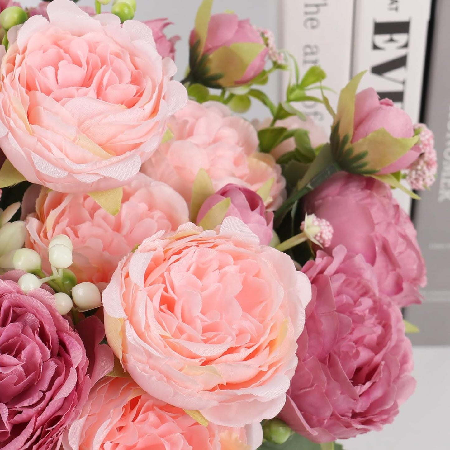 Artificial Peonies Silk Flowers Pink Peony Bouquet Decor