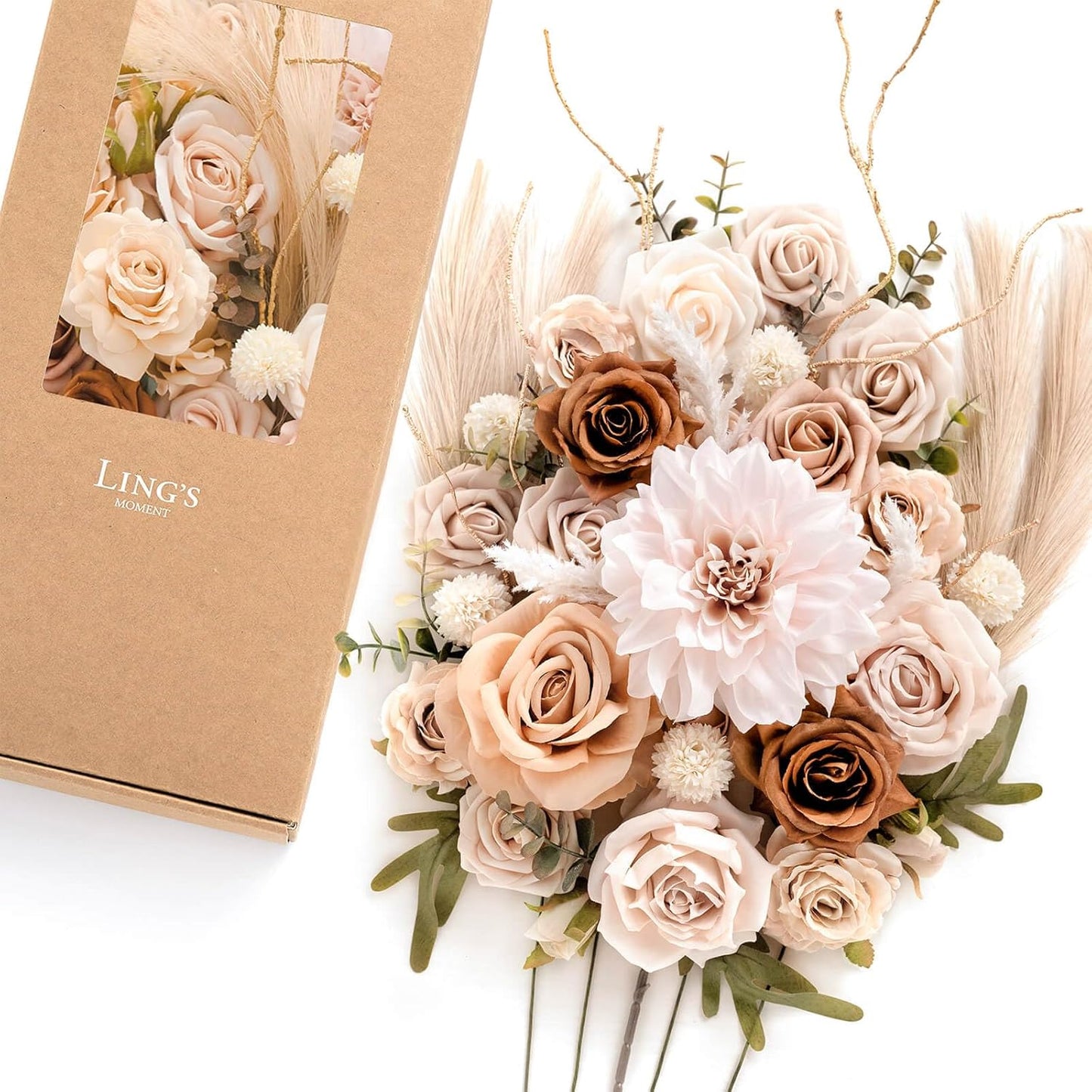 Ling Moment Flowers Box Artificial Greenery Stems Foam