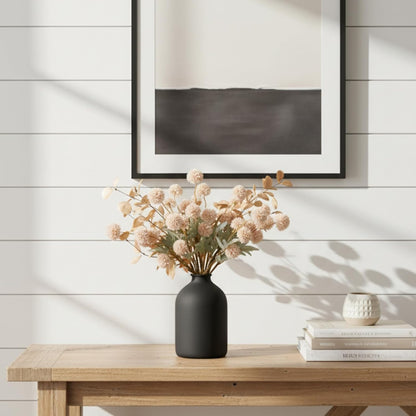 Beige Silk Mum Flowers Eucalyptus Stems Home Kitchen