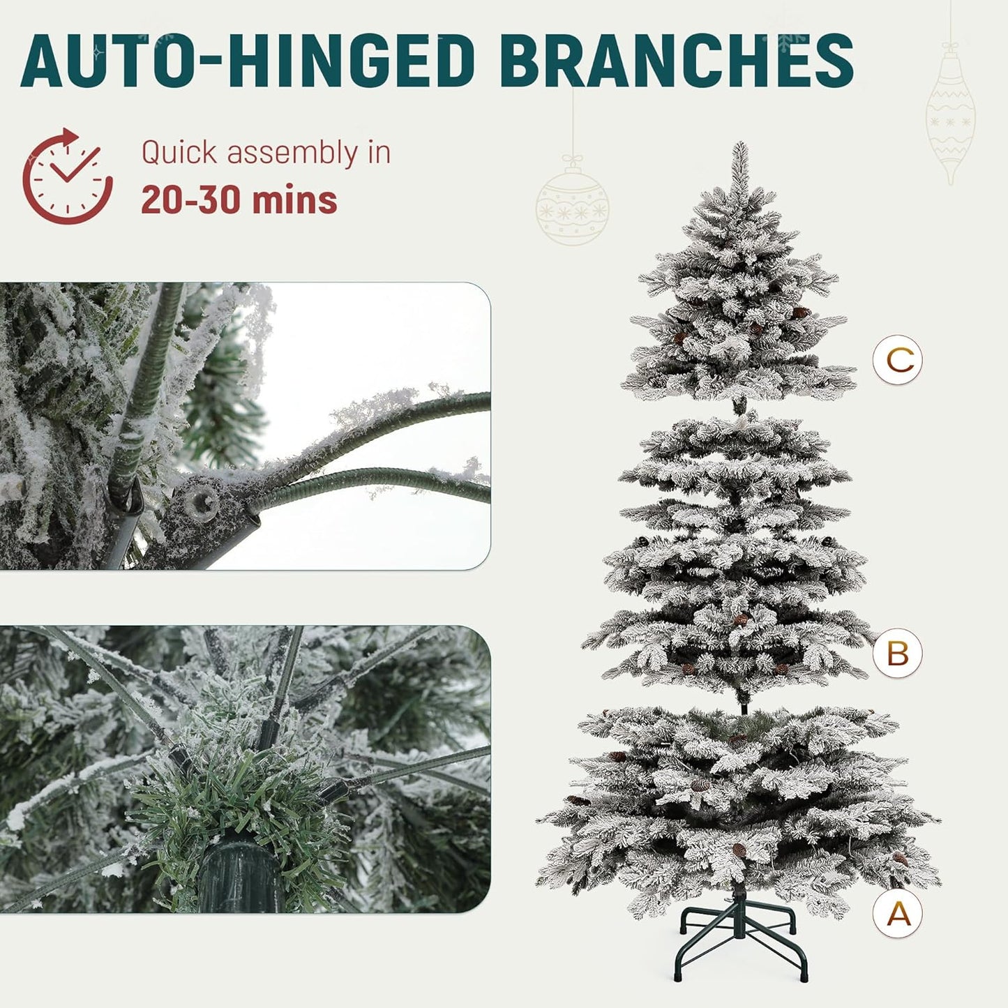 7.5 ft Prelit Flocked Christmas Tree Remote Trees