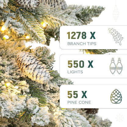 7.5 ft Prelit Flocked Christmas Tree Remote Trees