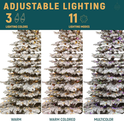 7.5 ft Prelit Flocked Christmas Tree Remote Trees