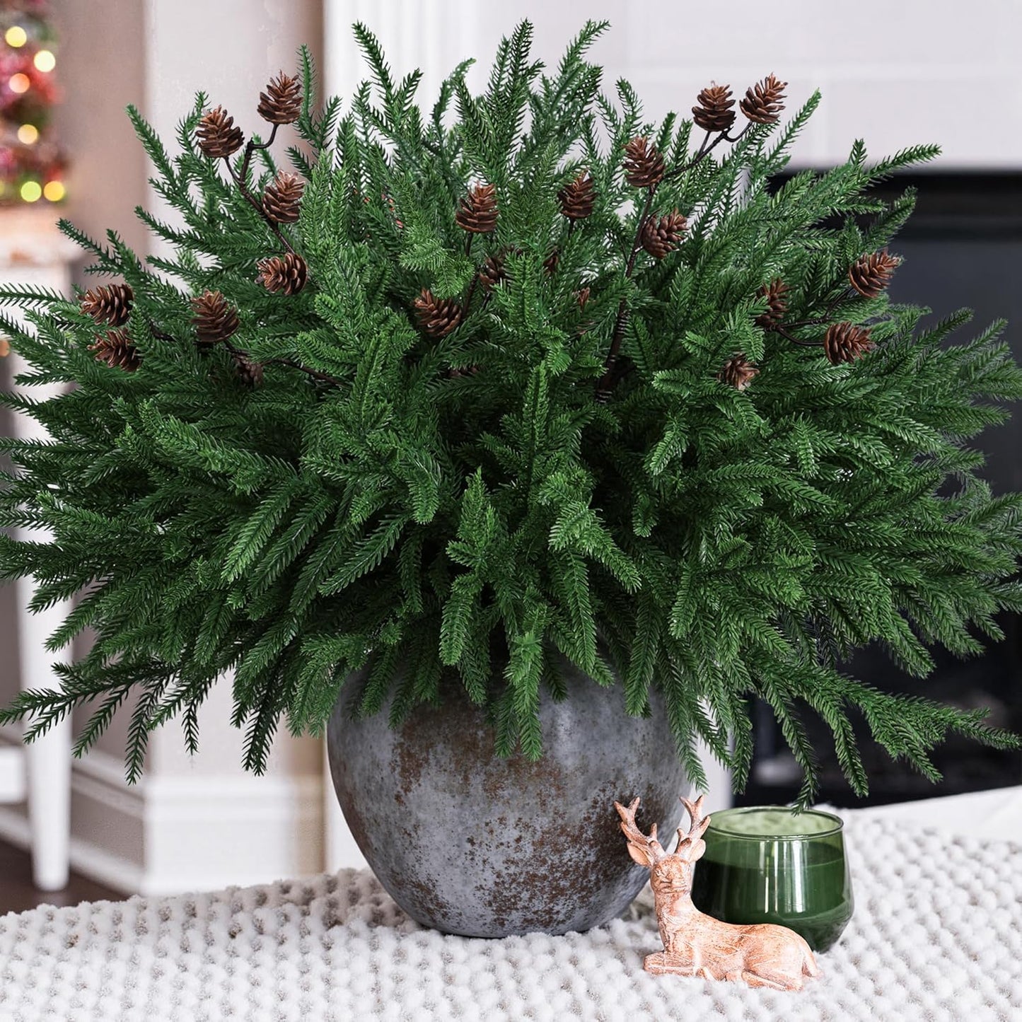 14 pcs 19 inch Artificial Norfolk Pine Stems