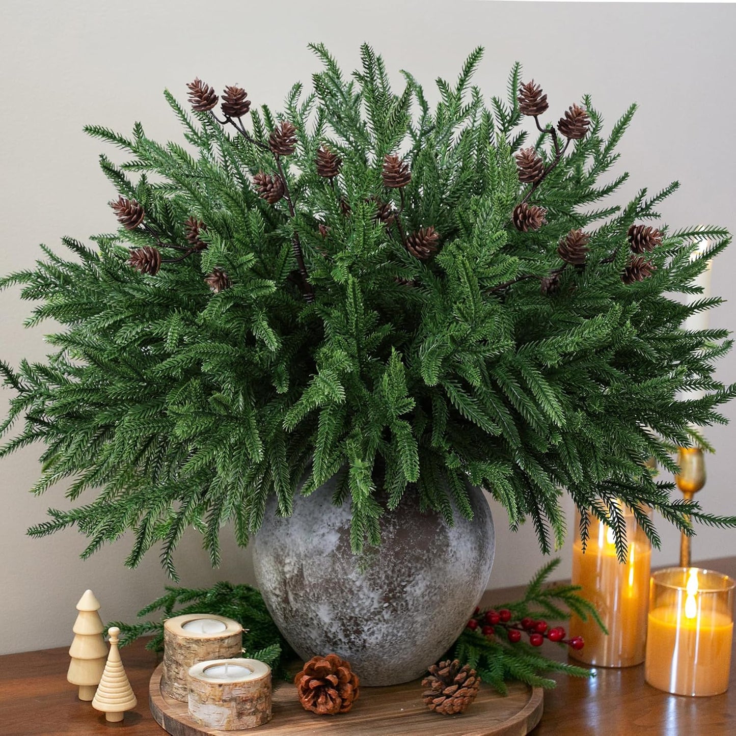 14 pcs 19 inch Artificial Norfolk Pine Stems