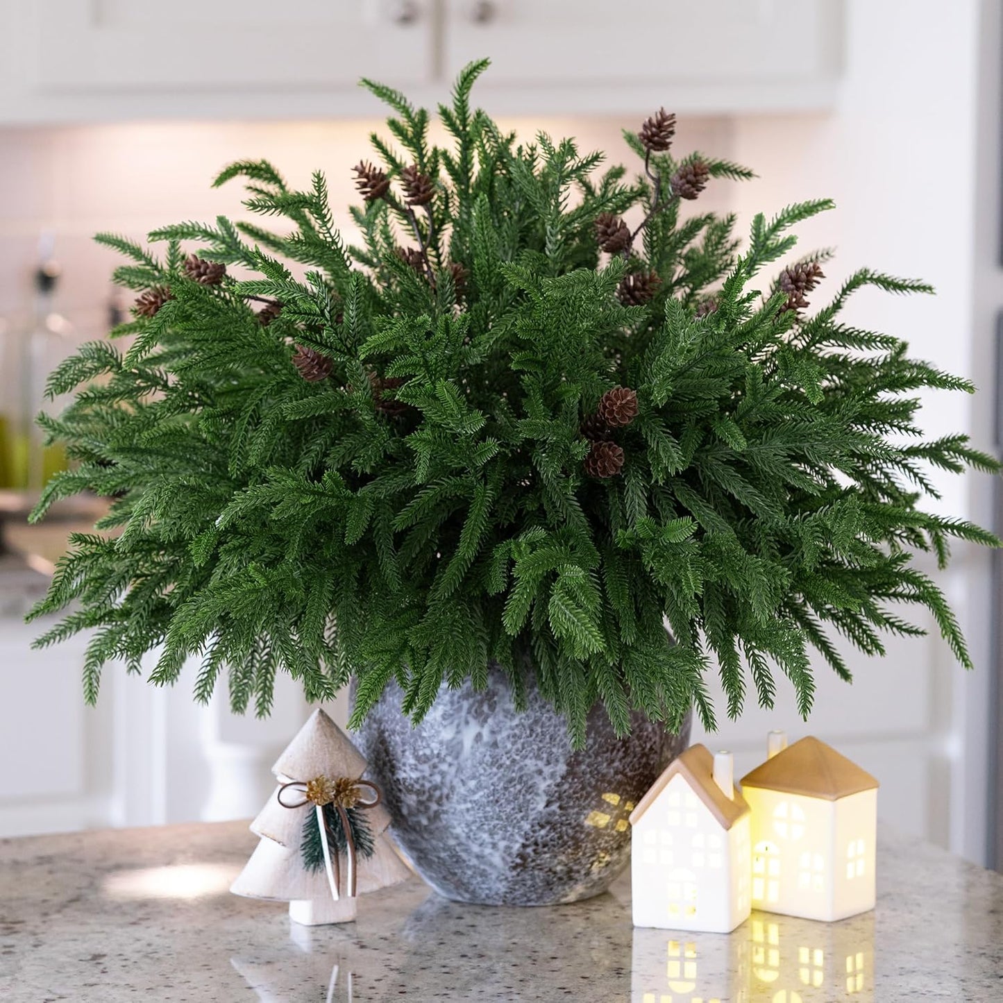 14 pcs 19 inch Artificial Norfolk Pine Stems