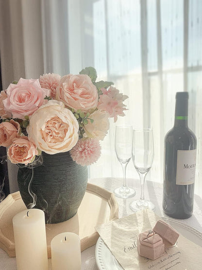 20 Pcs Pink Silk Peonies Roses Wedding Bouquet