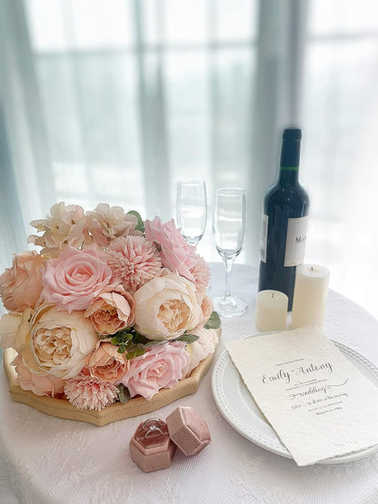 20 Pcs Pink Silk Peonies Roses Wedding Bouquet
