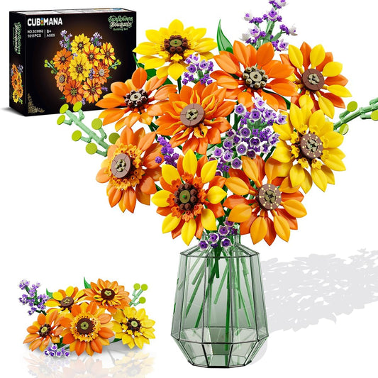 1000 pcs Sunflower Bouquet Building Set Handmade Crochet