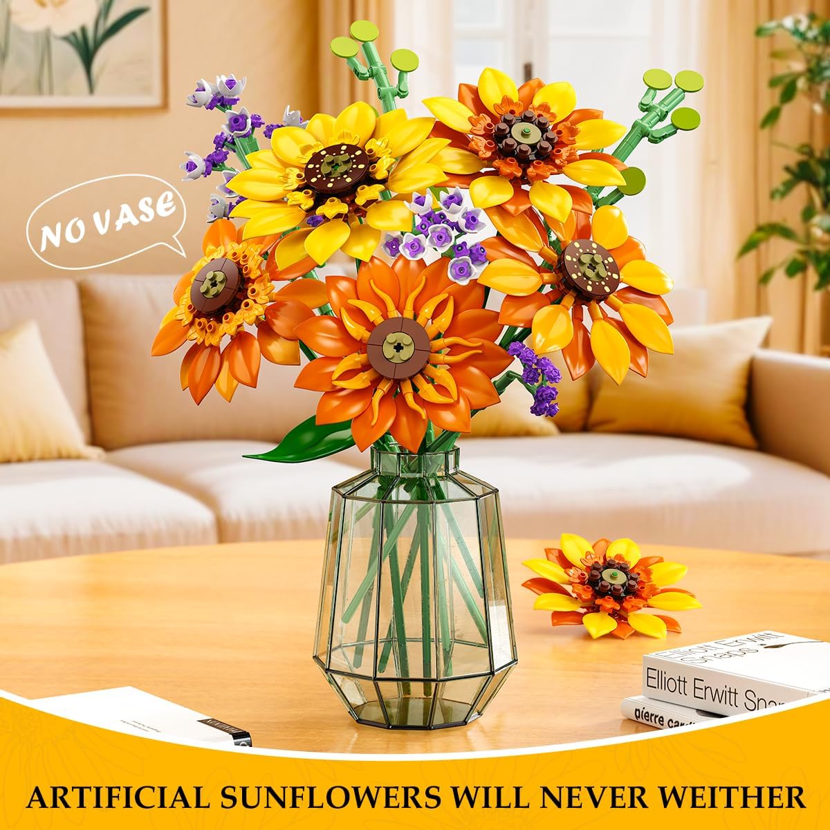 1000 pcs Sunflower Bouquet Building Set Handmade Crochet