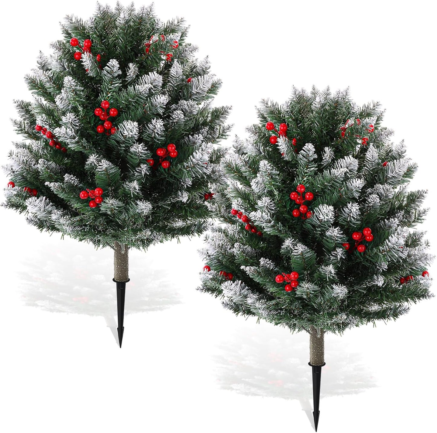 2 pack 31.5 inch Flocked Christmas Topiary Trees