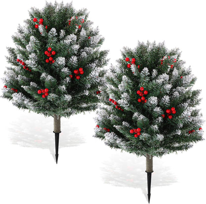 2 pack 31.5 inch Flocked Christmas Topiary Trees