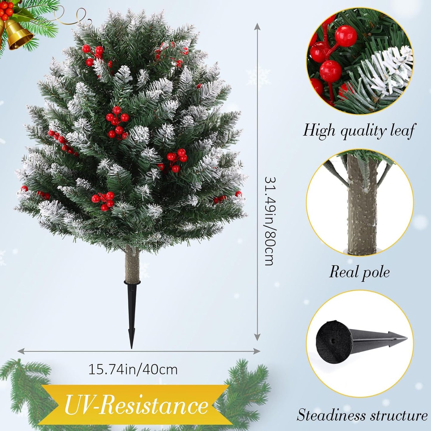 2 pack 31.5 inch Flocked Christmas Topiary Trees