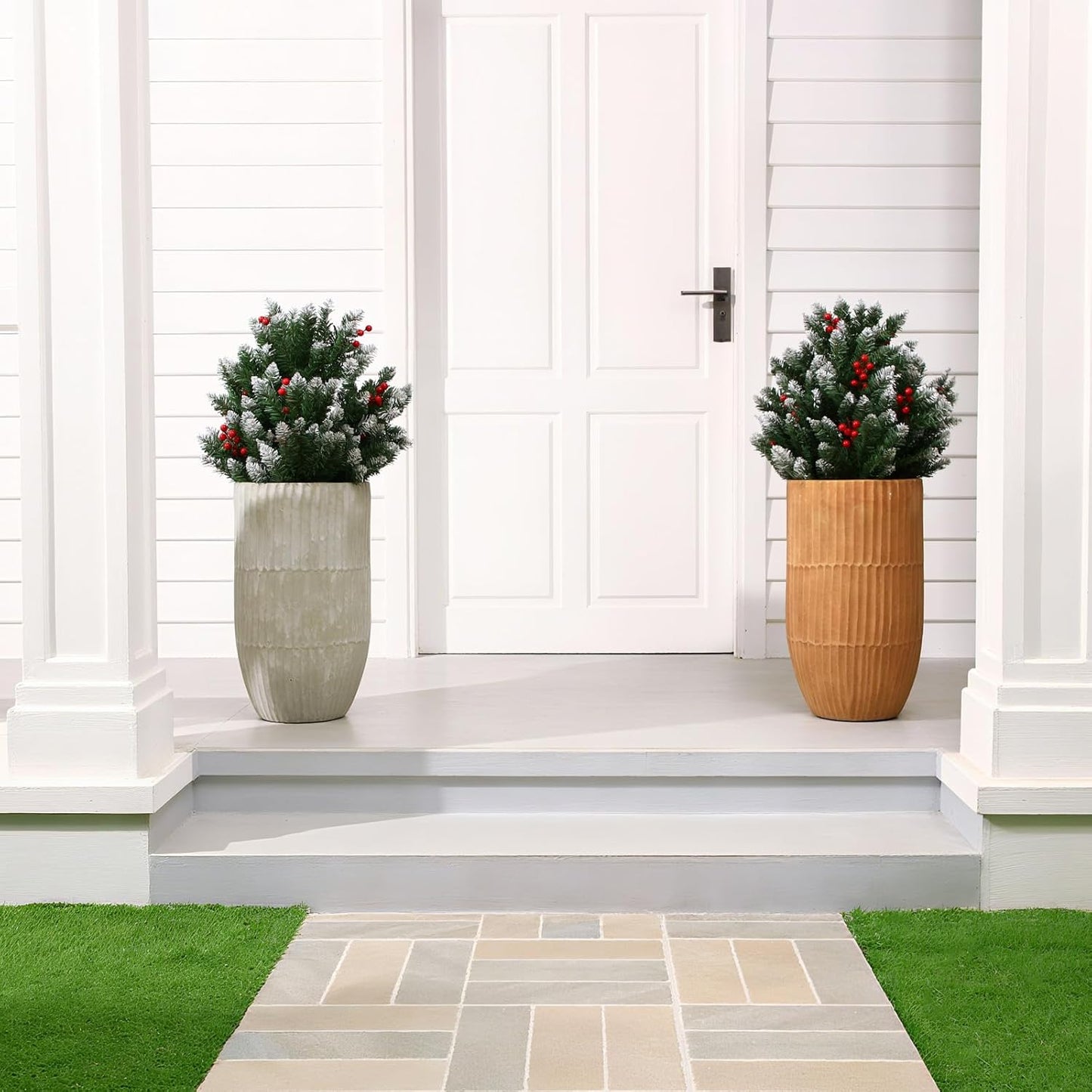 2 pack 31.5 inch Flocked Christmas Topiary Trees