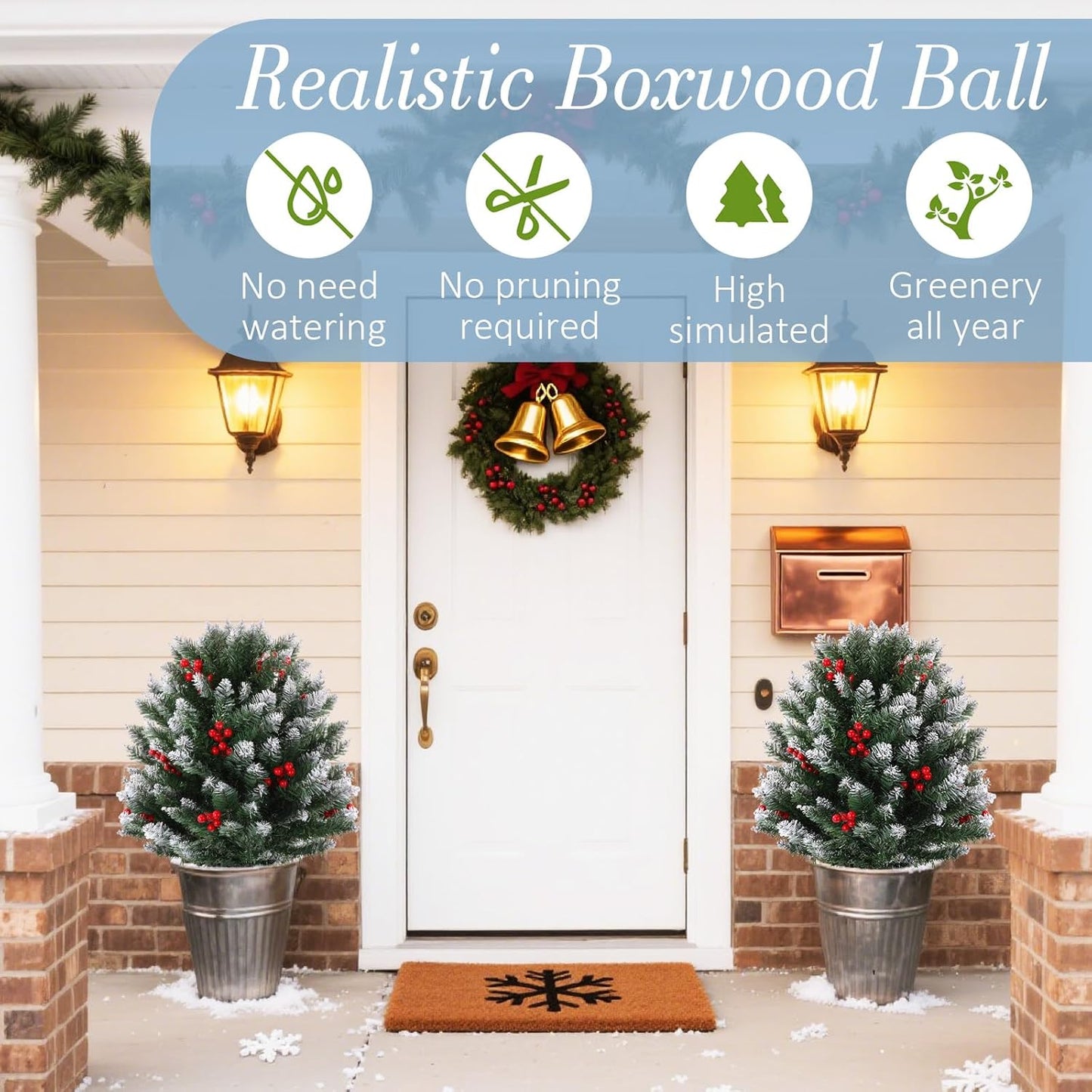 2 pack 31.5 inch Flocked Christmas Topiary Trees