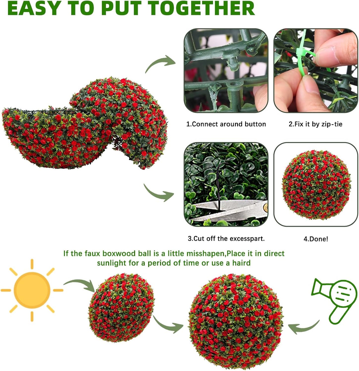 2 pack 17 inch Artificial Topiary Flower Balls